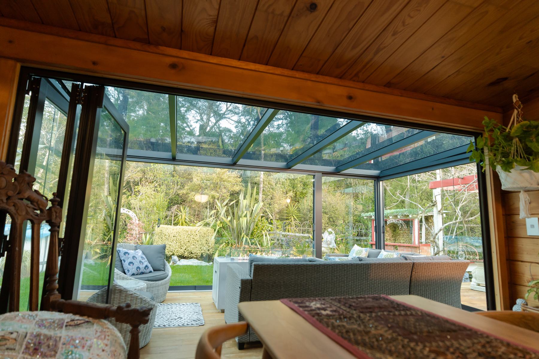 Impact Outdoors canopy extending a home into a sheltered outdoor room